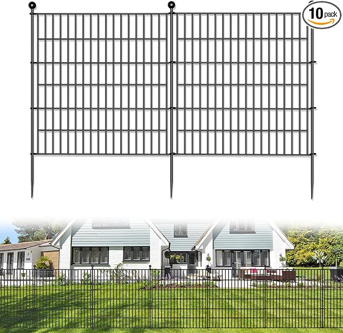 10 Panels No Dig Decorative Outdoor Garden Fence by SecureSpacesCleanerPlaces