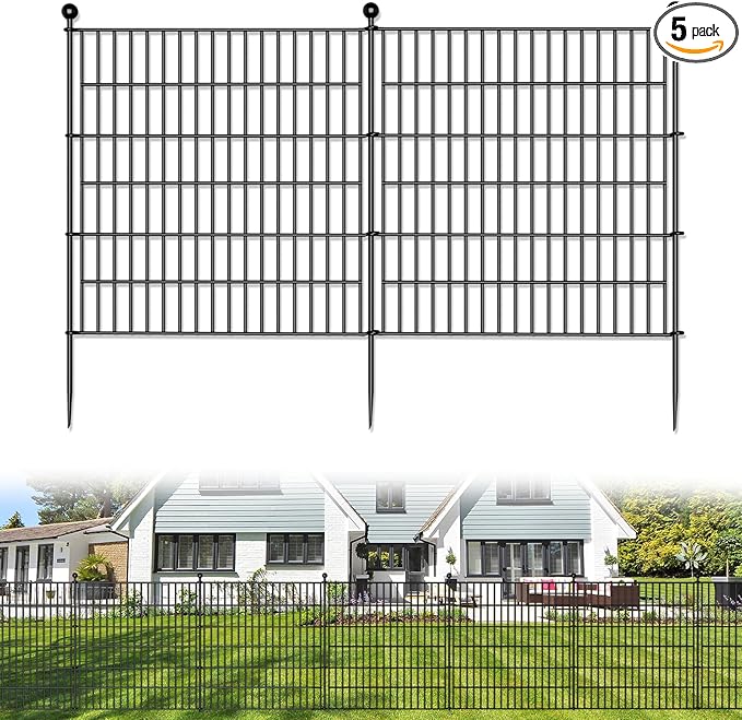 5 Panels No Dig Decorative Outdoor Garden Fence by SecureSpacesCleanerPlaces
