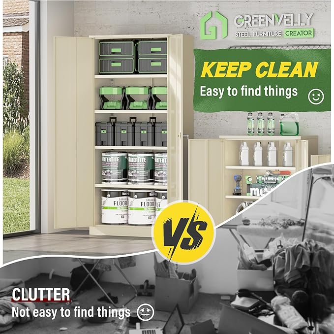 Greenvelly Metal Storage Cabinet, Metal Cabinet - Image 7