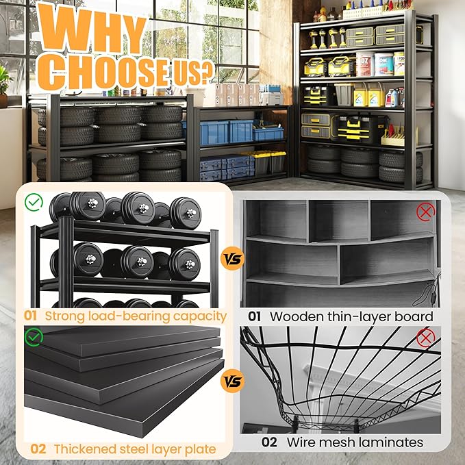 72" H Garage Shelving, Heavy Duty Storage Shelves, Garage Storage Shelves - Image 3