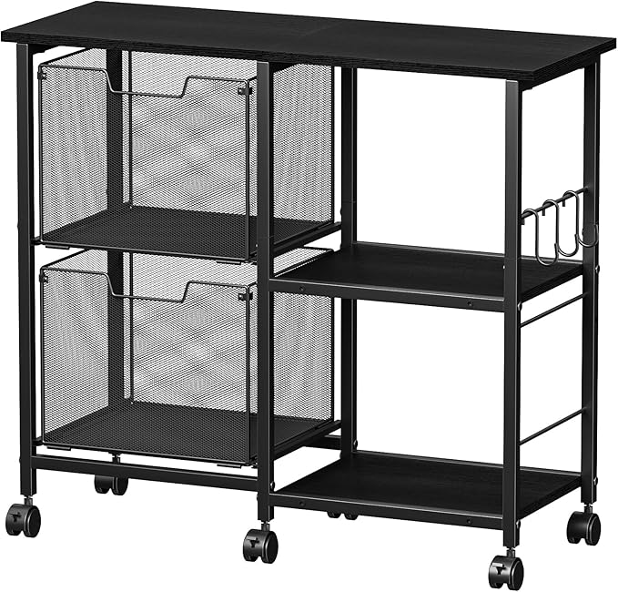 2 Drawer File Cabinet, Lateral Filing Cabinet, Rolling Printer Cabinet Cart by shengbaomaoyi