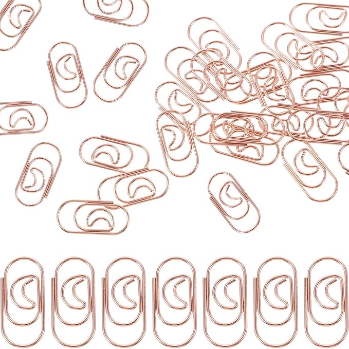 COHEALI 100Pcs Small Crescent Shaped Paper Clips Metal Decorative Clips Rose by COHEALI