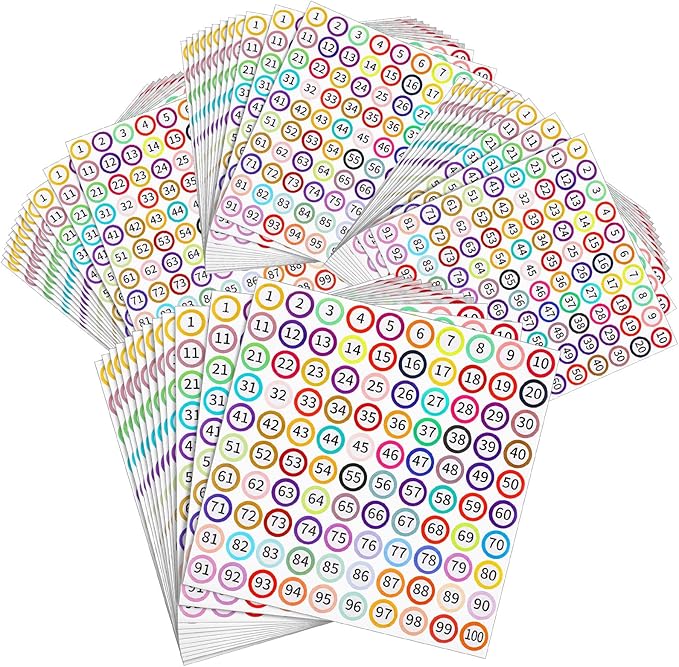 Outus 5000 Pcs 1 Inch 1 to 100 Number Stickers Small Number Dot Labels by Outus