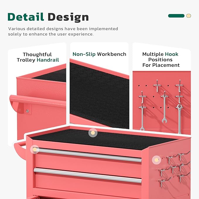 Greenvelly Tool Chest, 8-Drawer Rolling Tool Chest - Image 5