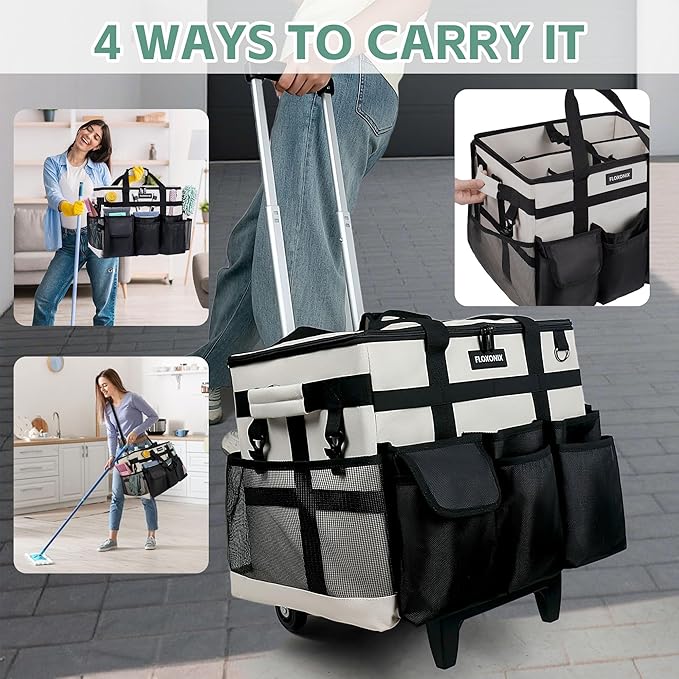 Large Rolling Cleaning Caddy Bag - Image 3