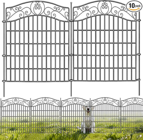 10 Panels No Dig Decorative Outdoor Garden Fence, 40 in X 23.6 ft Animal by MarsExplo