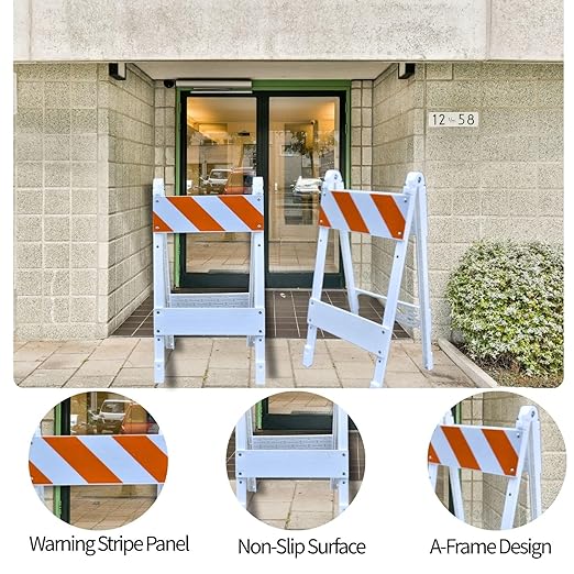 BESEA Folding Traffic Barricade, Heavy-Duty Plastic Construction - Image 6