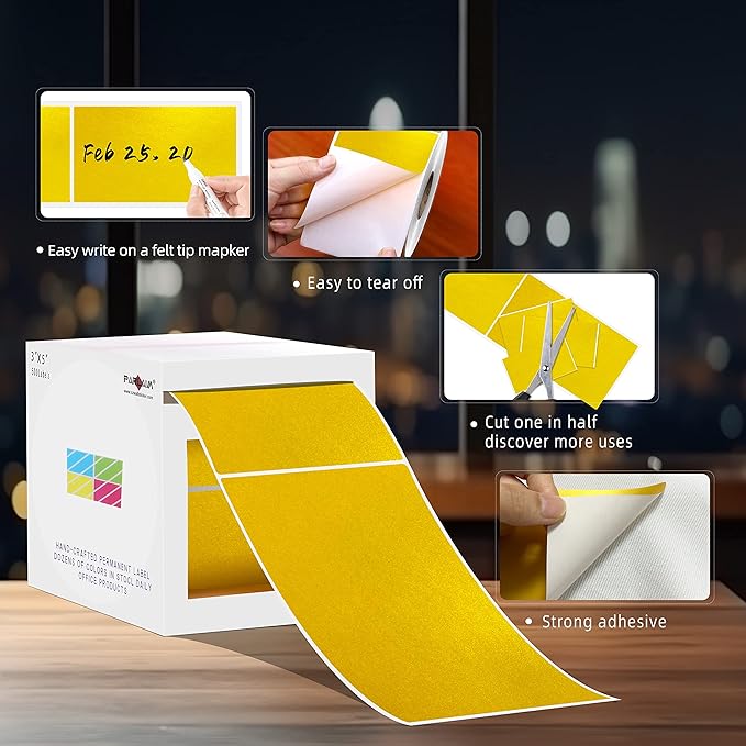 PARLAIM 3" x 5" Inch Rectangle Color Code Stickers, 500 per Dispenser Box Roll - Image 3