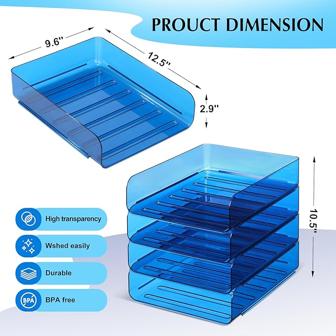 2 Pack Stackable Paper Tray File Organizer - Image 8