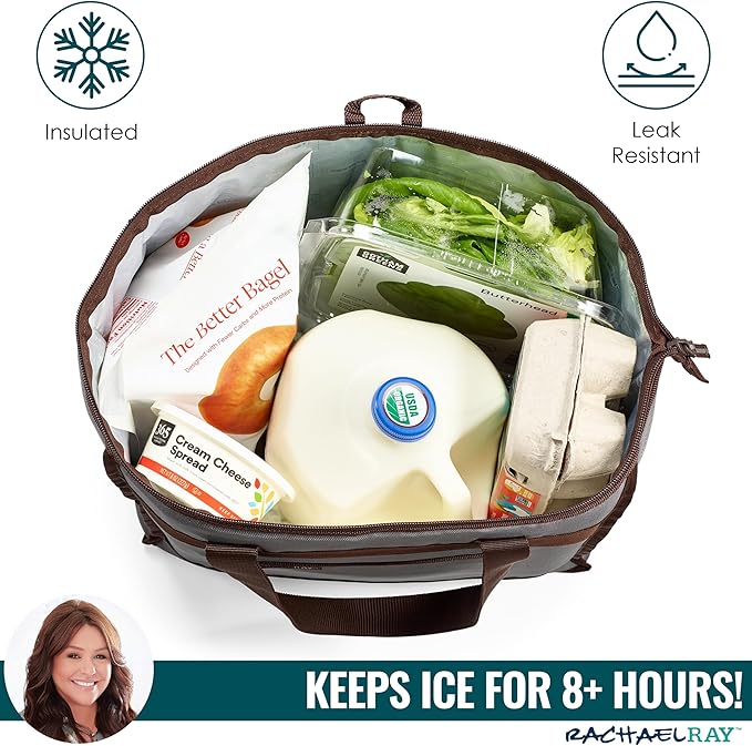Rachael Ray Chillout Soft Cooler Bag, Large Reusable Insulated Grocery Bag - Image 3
