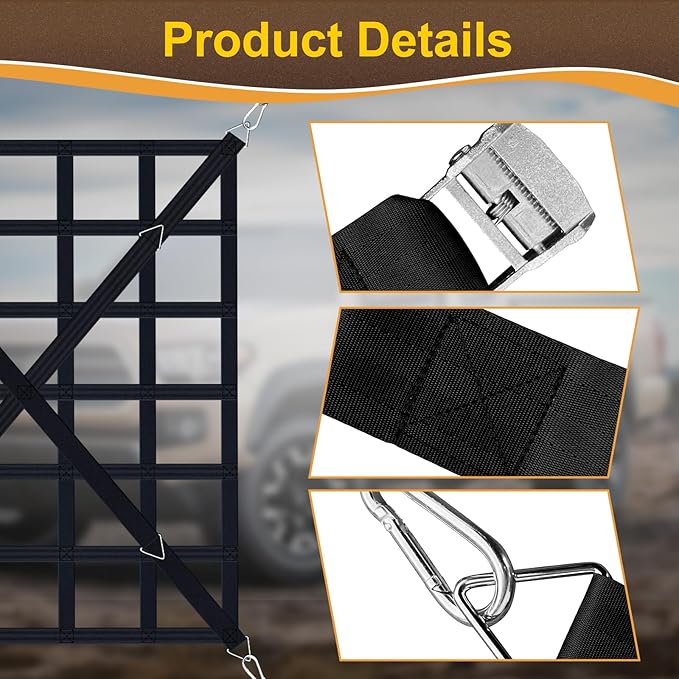 Cargo Net for Pickup Truck Bed, Heavy Duty 1100 lbs Capacity, Adjustable Cam - Image 6