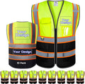 Custom Safety Vest with Logo Pockets High Visibility Reflective Vests by CustomTok