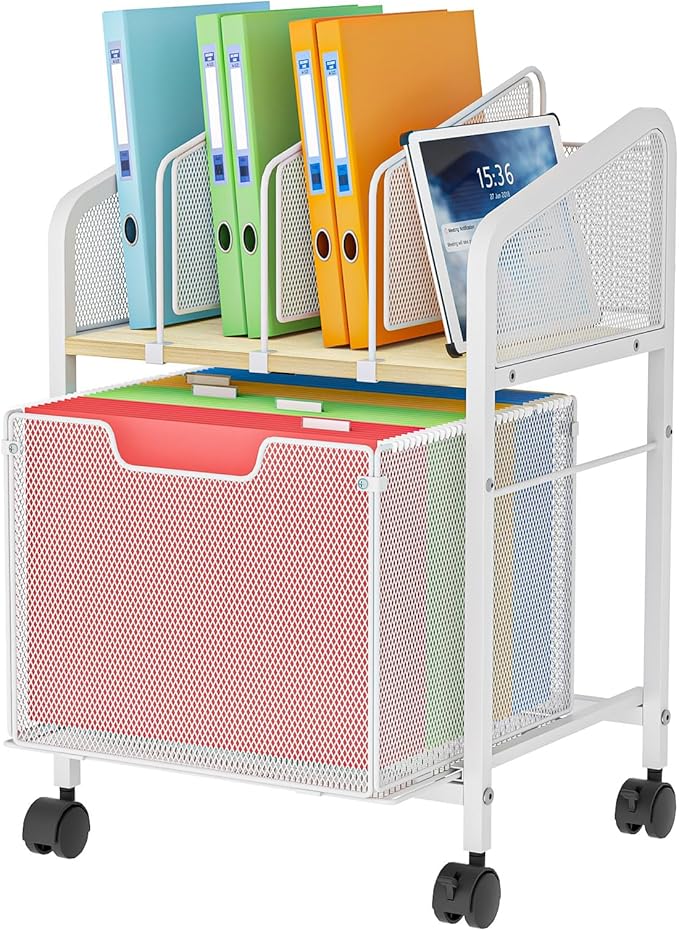 Rolling File Cabinet with Adjustable Dividers, Mobile Filing Cabinet with by Tiaoheka