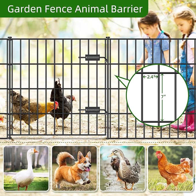 Metal Garden Fence 28in x 35ft, 1 Gate + 14 Panels Dog Fences Border Fence - Image 4