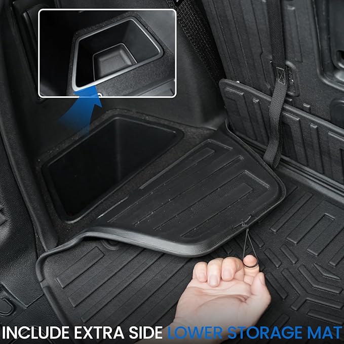 Floor Mats Set for 2016-2026 Dodge Durango, All Weather TPE Backrest Mat Trunk - Image 6