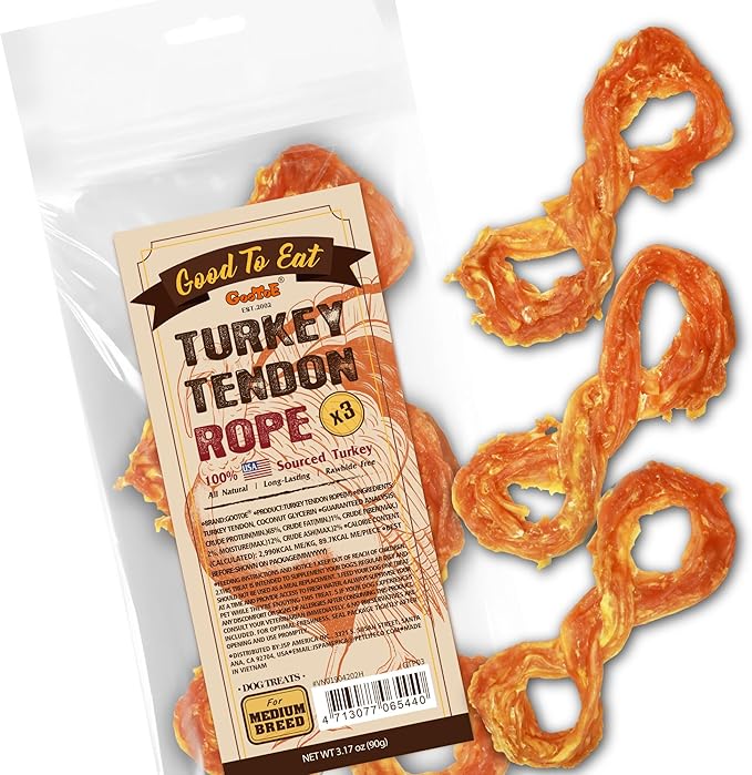 Gootoe Turkey Tendons for Dogs –All-Natural, Hypoallergenic Dog Treats by GooToE