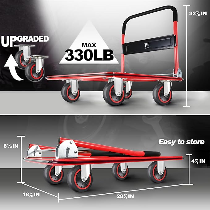 Push Cart Dolly by Wellmax, Moving Platform Hand Truck, Foldable - Image 3