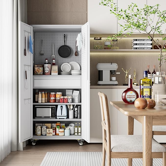 Metal Storage Cabinet with Drawers, Locking Garage Tool Cabinets on Wheels with - Image 2