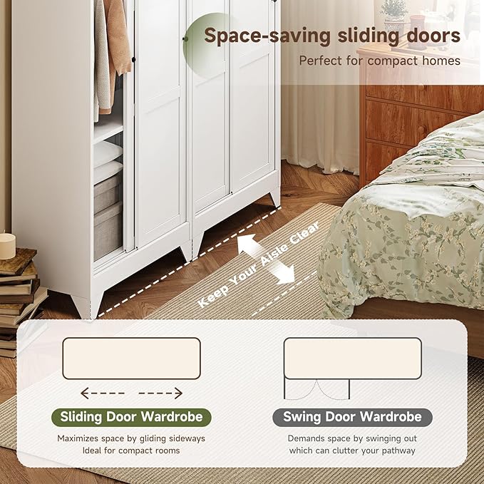 Letaya Metal Wardrobe Cabinets, Large Coat Closet Cabinet - Image 4