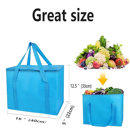 musbus 2-Pack extra Insulated Grocery shopping bag, large Blue, reusable bags - Image 2