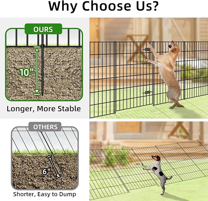 Metal Garden Fence with Gate 40in x 11.7ft, 1 Gate + 4 Panels Dog Fence Border - Image 4