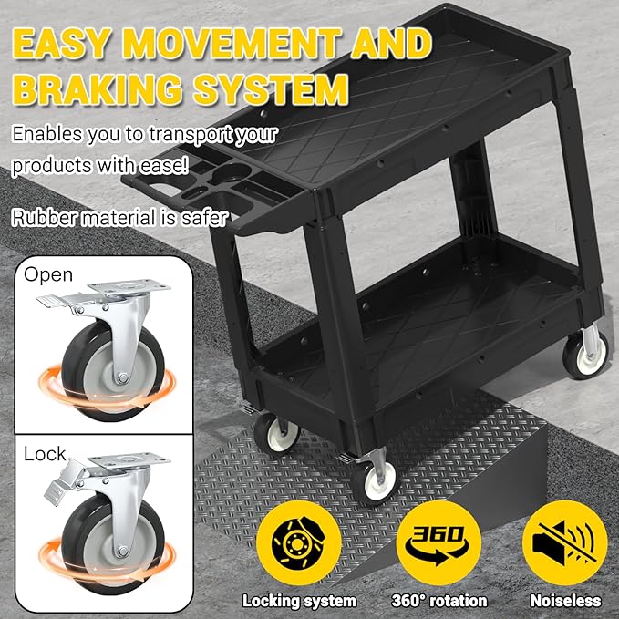 Heavy Service Utility Cart on Wheels, Tool Cart on Wheels, Service Cart - Image 6