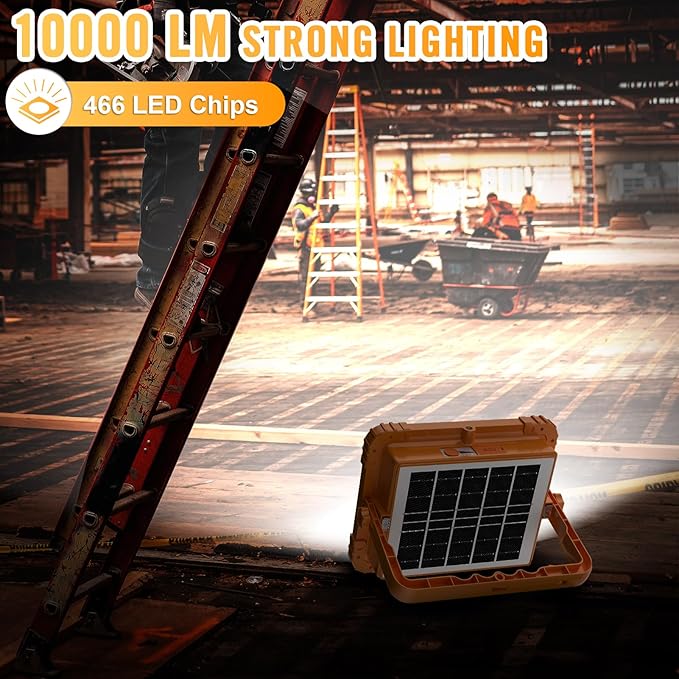 100W LED Solar Work Light, 466 LED 10000LM Magnetic Worklight - Image 2