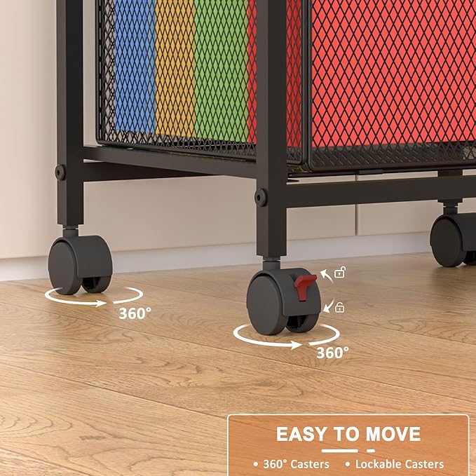 Rolling File Cabinet with Adjustable Dividers, Mobile Filing Cabinet with 2 - Image 4