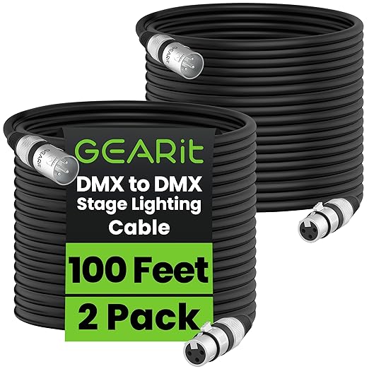 GEARit DMX to DMX Stage Lighting Cable DMX Male to Female 3-Pin Balanced by GEARit