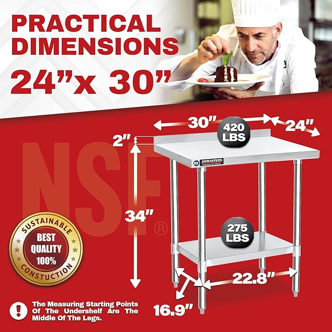 DuraSteel NSF Commercial Kitchen Table - Image 6