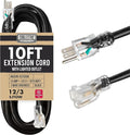 10 Ft Black Oil Resistant Extension Cord by Cablectric