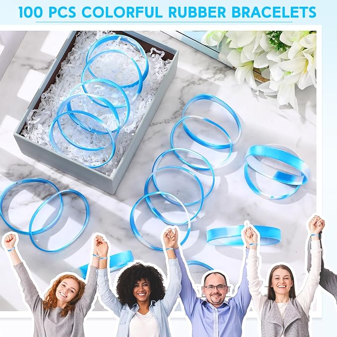 Liliful 100 Pcs Silicone Rubber Wristbands Rubber Wristband Bracelet Bands - Image 6