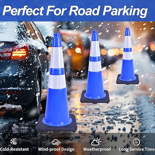 BESEA 6PACK 28 inch Traffic Safety Cones Blue Road Parking Cones 28" Heavy Duty - Image 6