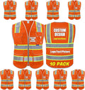 BeautyWill Custom Logo 10 Pockets Safety Vest Class2 ANSI Certified High by BeautyWill