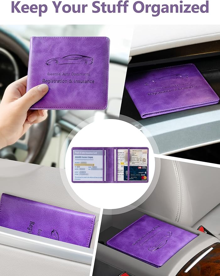 Mymazn Car Registration and Insurance Card Holder, PU Leather Insurance and - Image 6