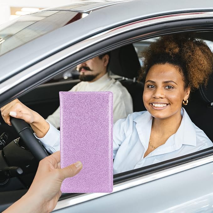 Car Registration and Insurance Holder, Leather Magnetic Shut Vehicle Glove Box - Image 6