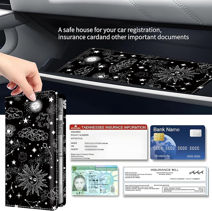 Premium Car Registration and Insurance Card Holder, Cute PU Leather Car - Image 3