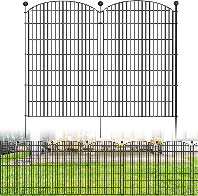No Dig Decorative Garden Fence 8 Panels, 48 in x 20.8 ft, Dog Fence Outdoor by Bilibompa