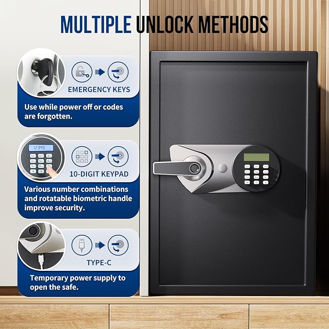 BlackSmith Large Home Safe Box 2.0 Cub Biometric Safe Fingerprint Recogntion - Image 3