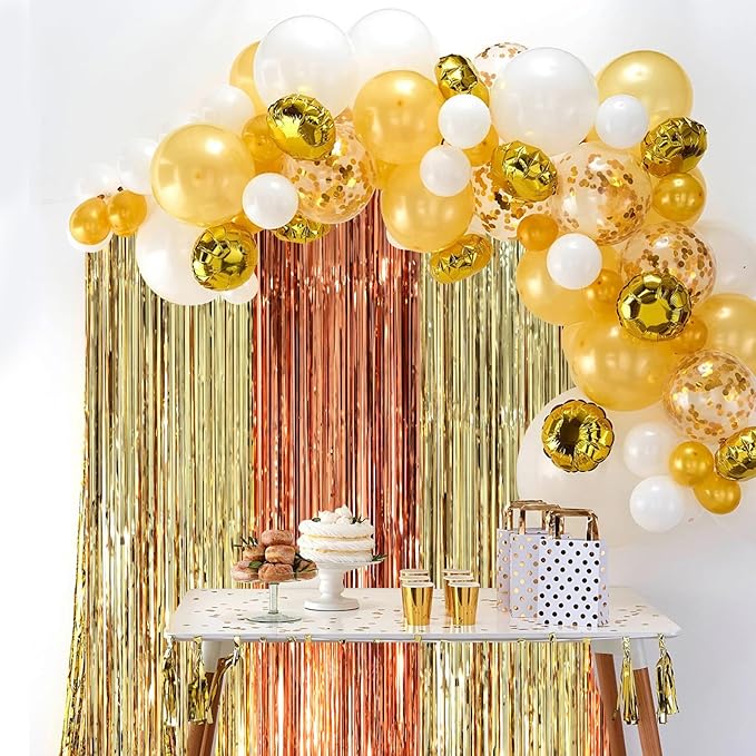 3 Pack 3.3 x 8.2 ft Rose and Champion Foil Fringe Backdrop Curtains, Tinsel - Image 5