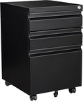 3 Drawer Mobile Metal File Cabinet, Pre-Built Office Storage File Cabinet by Fesbos