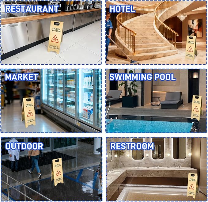 2 Pack Stainless Steel Wet Floor Sign, 24 Inch Caution Wet Floor Sign Portable - Image 7