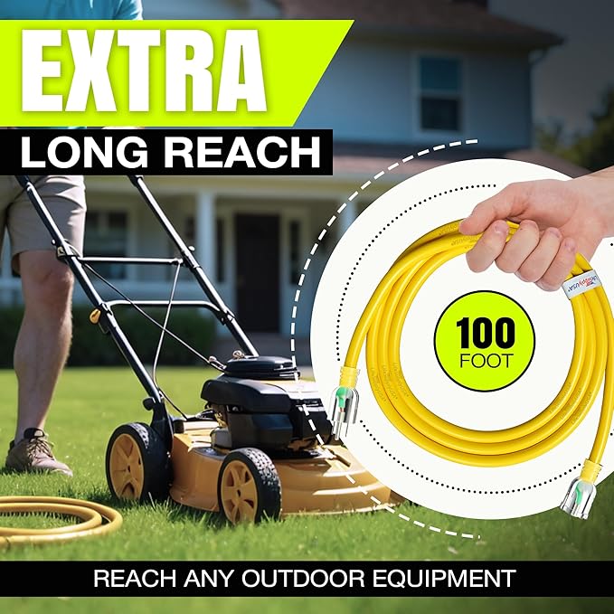 100ft Outdoor/Indoor Extension Cord 14/3 Gauge Heavy Duty 3 Prong SJTW - Image 6