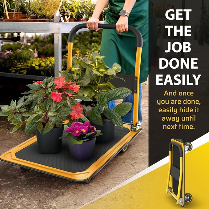 Heavy Duty Foldable Push Cart Dolly | 660 lbs. Capacity | Upgraded Collapsible - Image 6