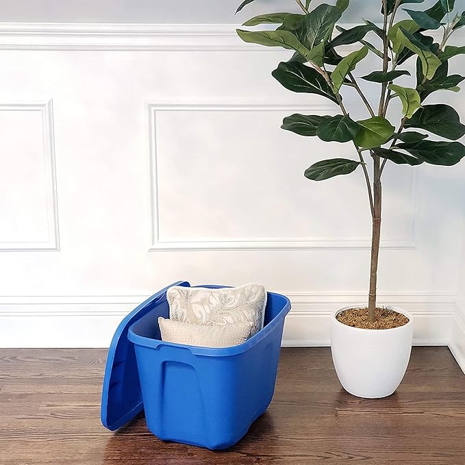 HOMZ 4-Pack Durable Molded Bin, Plastic Storage Containers w/Lids, 10 Gallon - Image 9