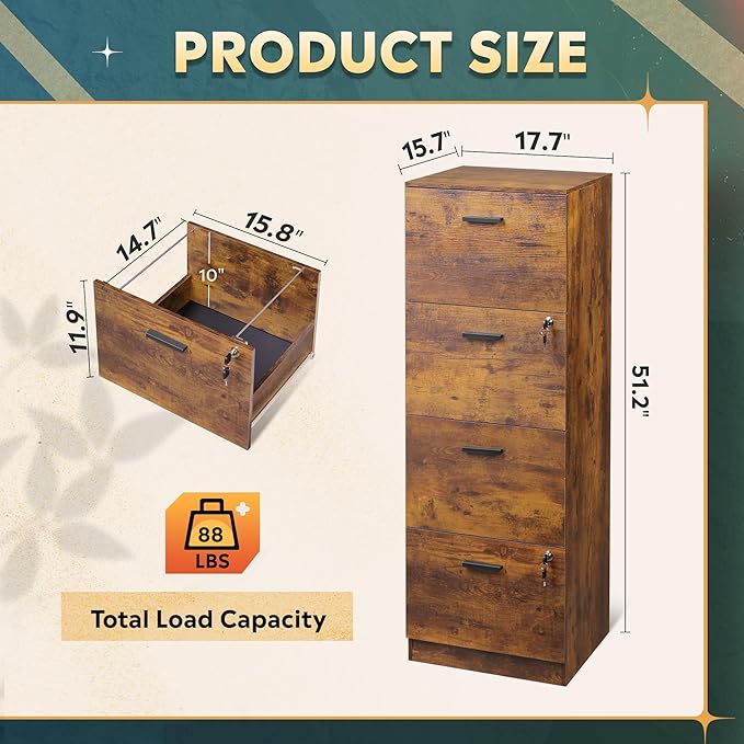 DEVAISE 4 Drawer File Cabinet - Image 3
