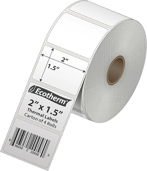 2" x 1.5" Thermal Labels | 4 Rolls | 5280 Labels | fits Zebra, Offnova Thermal - Image 2
