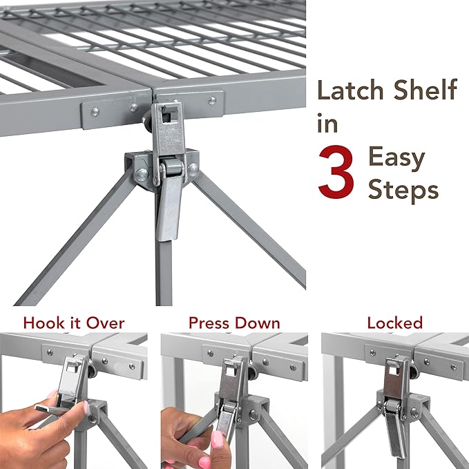 Origami R5 Series Foldable 4-Tier Steel Storage Rack, Pewter – Heavy-Duty Metal - Image 4