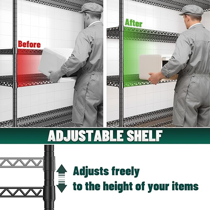 2500 LBS Shelf Storage Shelves 68.1" W Wire Shelving Unit, Garage Shelving - Image 6