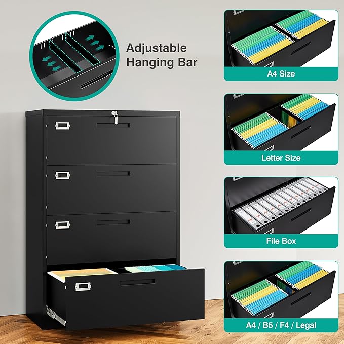 SISESOL 4 Drawer Lateral File Cabinet - Image 6